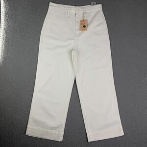 Quince Wide-Leg Organic Cotton Denim Stretch Crop Pants Women's 31x25